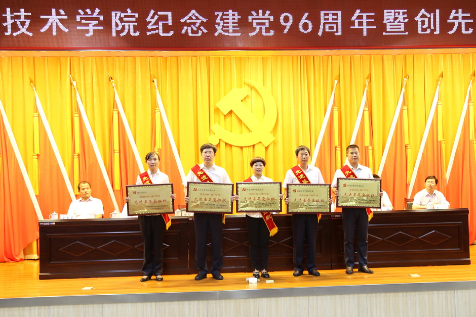 受表彰的先进党总支代表上台领取奖牌